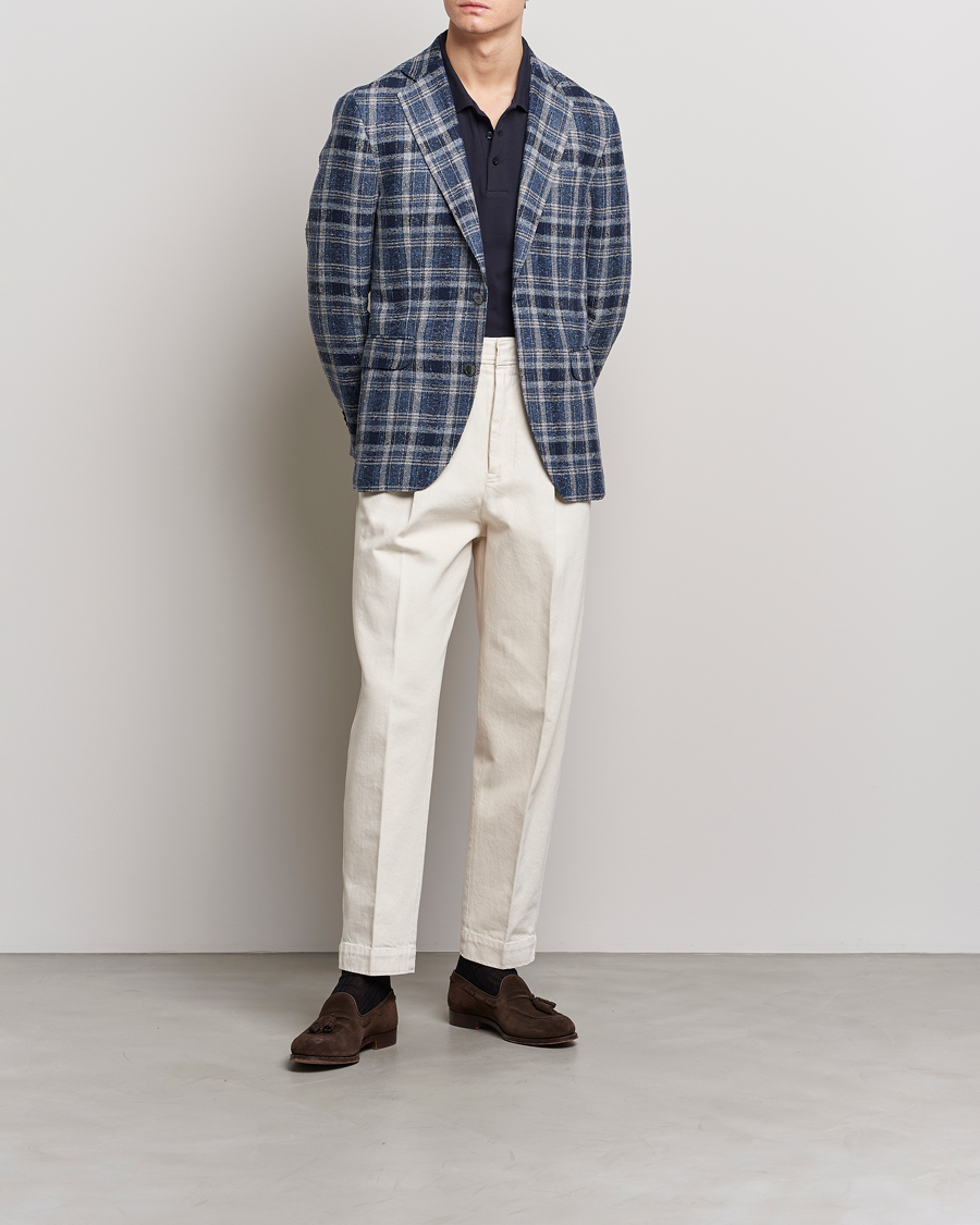 Herre | Blazere & jakker | Oscar Jacobson | Ferry Soft Checked Linen Blazer Blue