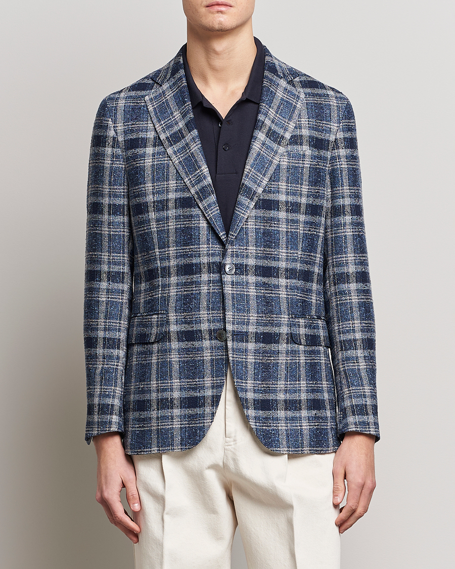 Herre | Blazere & jakker | Oscar Jacobson | Ferry Soft Checked Linen Blazer Blue