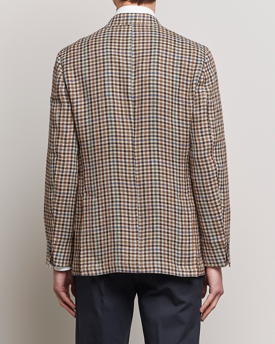Herre | Blazere & jakker | Oscar Jacobson | Ferry Checked Summer Tweed Linen/Silk Blazer Brown