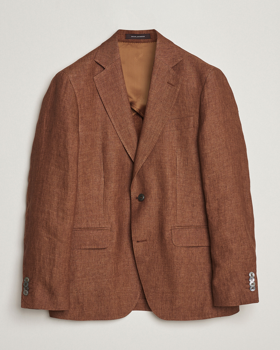 Herre | Blazere & jakker | Oscar Jacobson | Ferry Soft Linen Blazer Brown