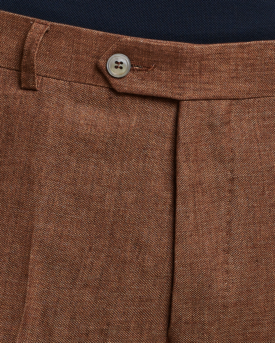 Herre | Bukser | Oscar Jacobson | Denz Linen Trousers Brown