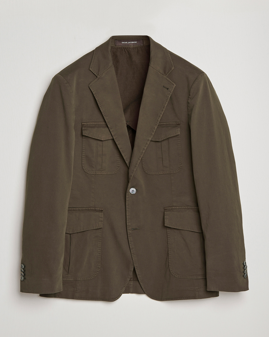 Herre | Blazere & jakker | Oscar Jacobson | Friso Cotton Safari Blazer Dark Green