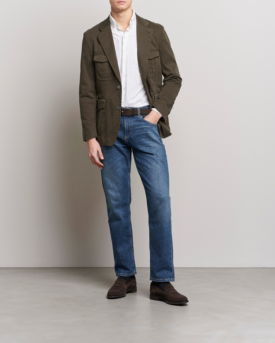 Herre | Blazere & jakker | Oscar Jacobson | Friso Cotton Safari Blazer Dark Green