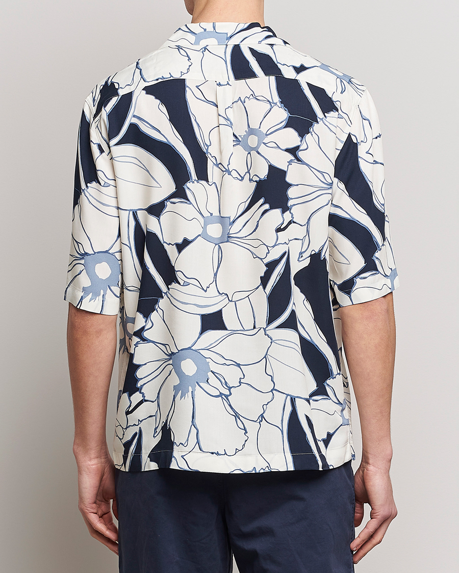 Herre | Skjorter | Oscar Jacobson | Cuban Short Sleeve Flower Print Shirt White