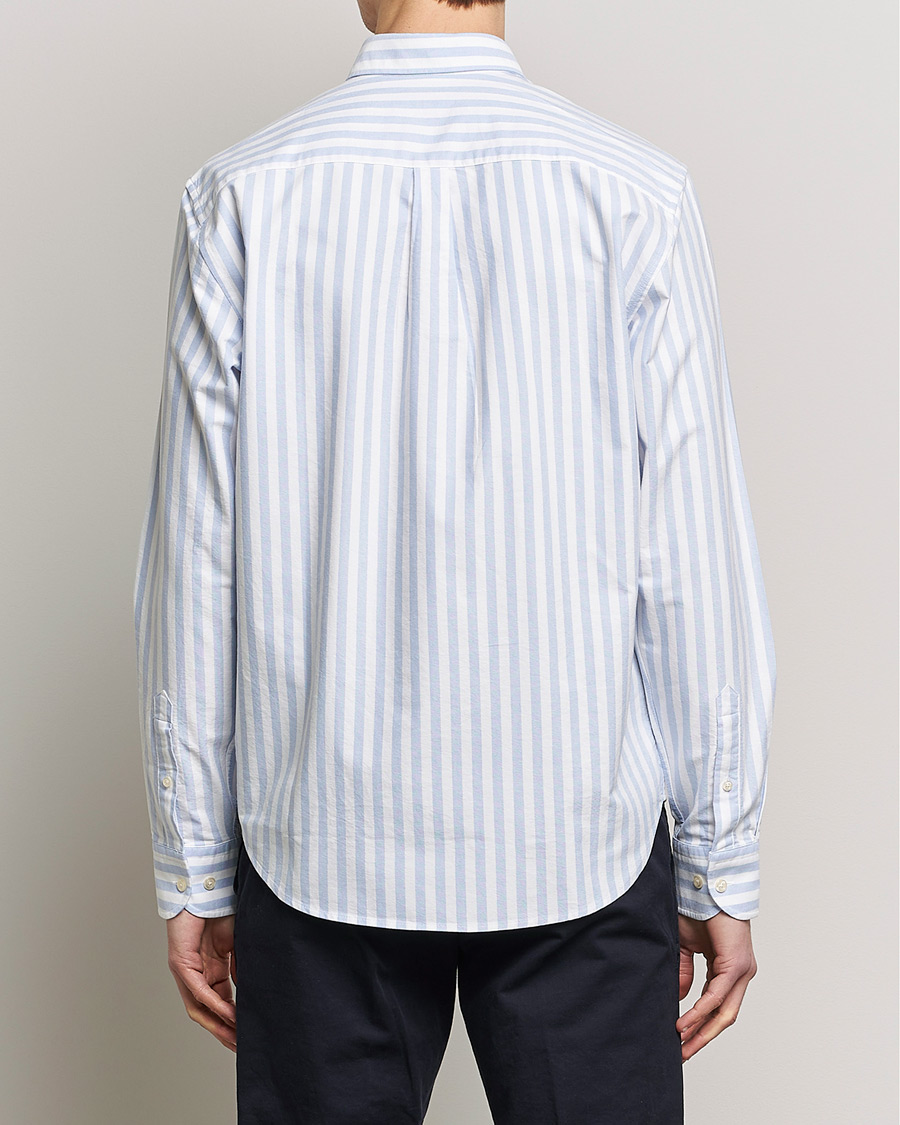 Herre | Skjorter | Oscar Jacobson | Regular Fit Button Down Striped Oxford Shirt Blue