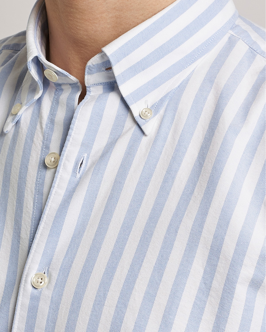 Herre | Skjorter | Oscar Jacobson | Regular Fit Button Down Striped Oxford Shirt Blue