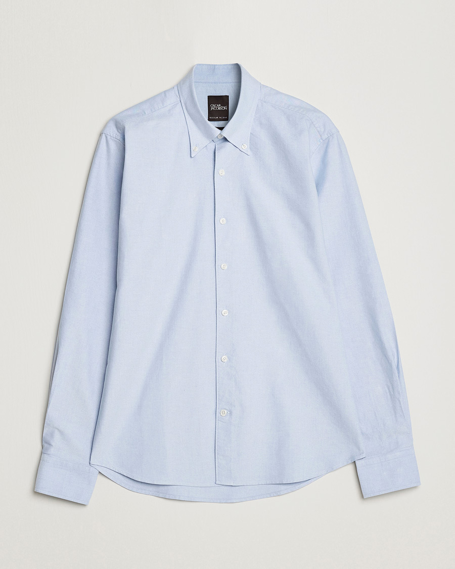 Herre | Skjorter | Oscar Jacobson | Regular Fit Button Down Oxford Shirt Light Blue