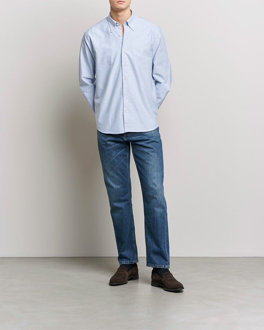 Herre | Skjorter | Oscar Jacobson | Regular Fit Button Down Oxford Shirt Light Blue