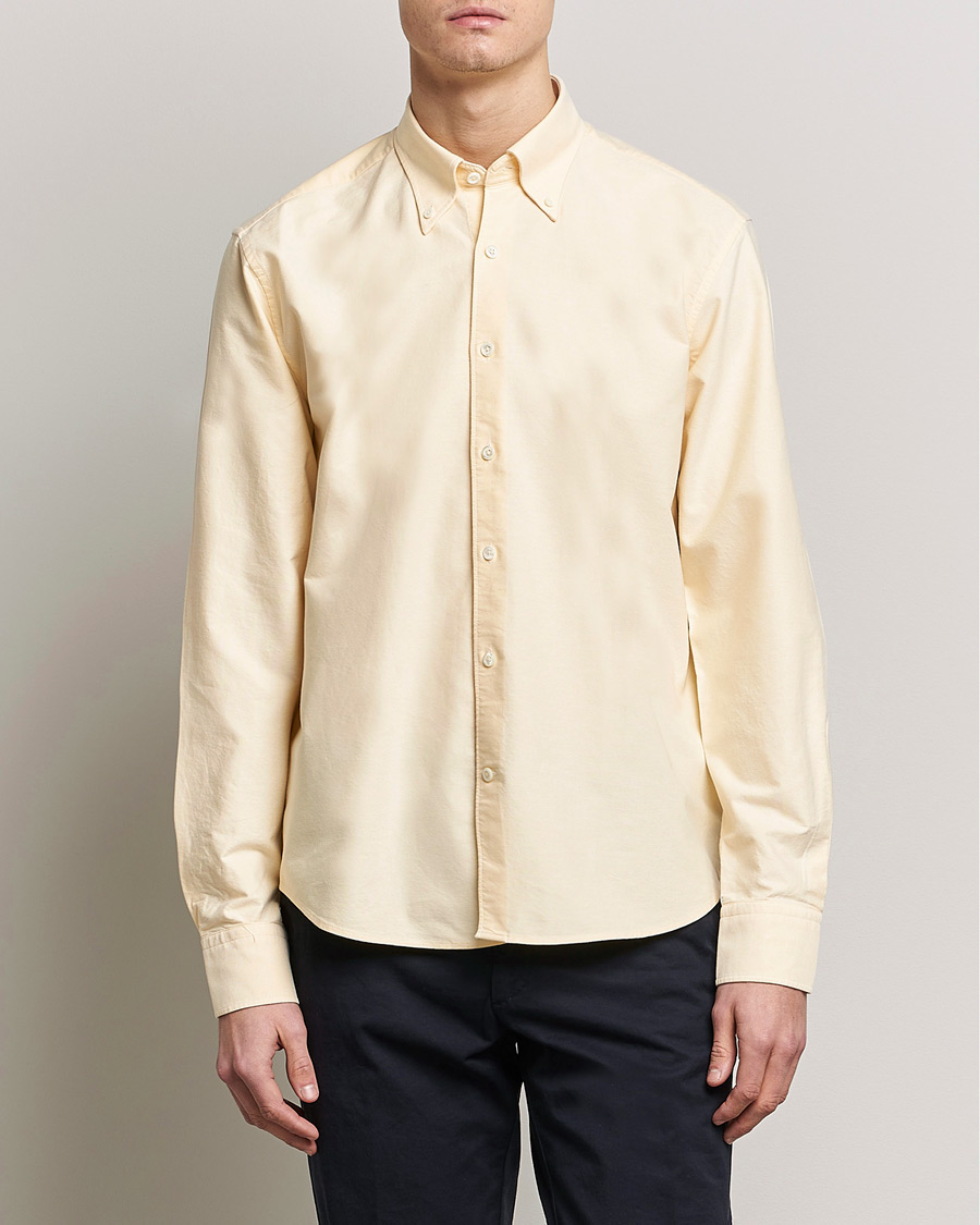 Herre | Skjorter | Oscar Jacobson | Regular Fit Button Down Oxford Shirt Yellow