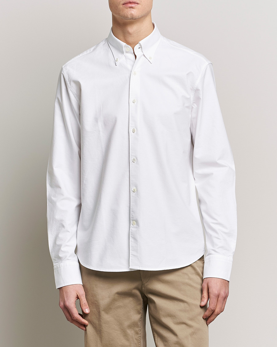 Herre | Skjorter | Oscar Jacobson | Regular Fit Button Down Oxford Shirt White