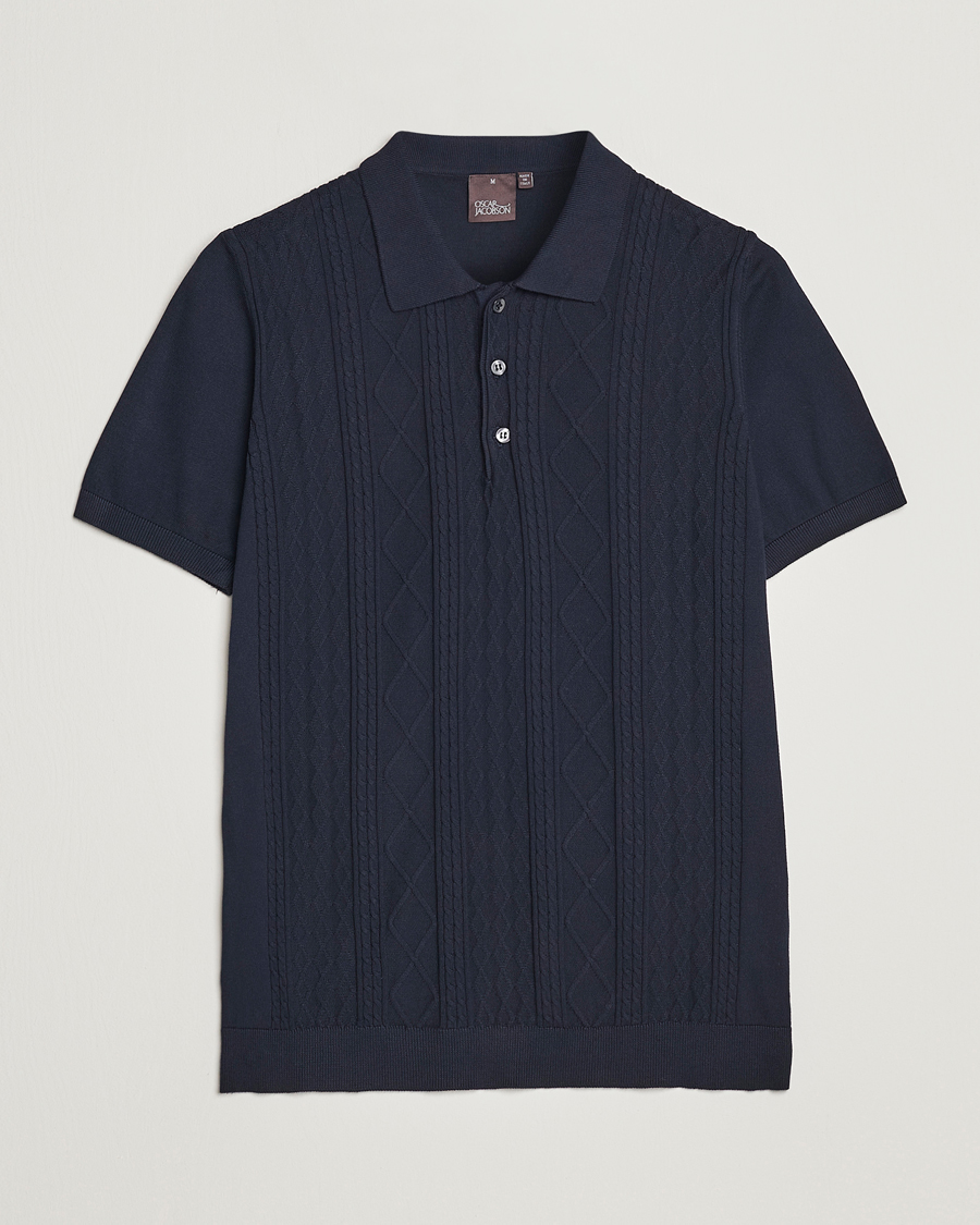 Herre | Polotrøjer | Oscar Jacobson | Bard Short Sleeve Structured Cotton Polo Navy