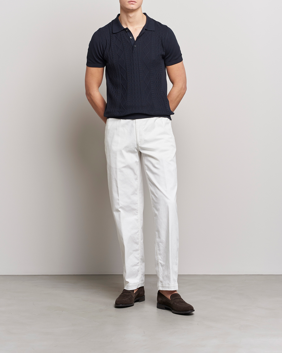 Herre | Polotrøjer | Oscar Jacobson | Bard Short Sleeve Structured Cotton Polo Navy