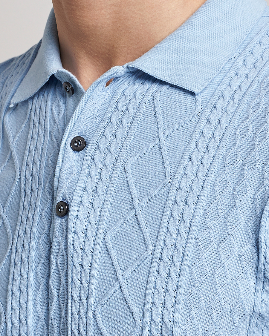 Herre | Polotrøjer | Oscar Jacobson | Bard Short Sleeve Structured Cotton Polo Light Blue