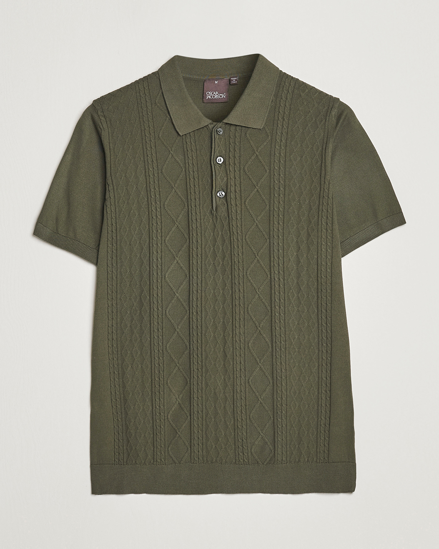 Herre | Polotrøjer | Oscar Jacobson | Bard Short Sleeve Structured Cotton Polo Olive