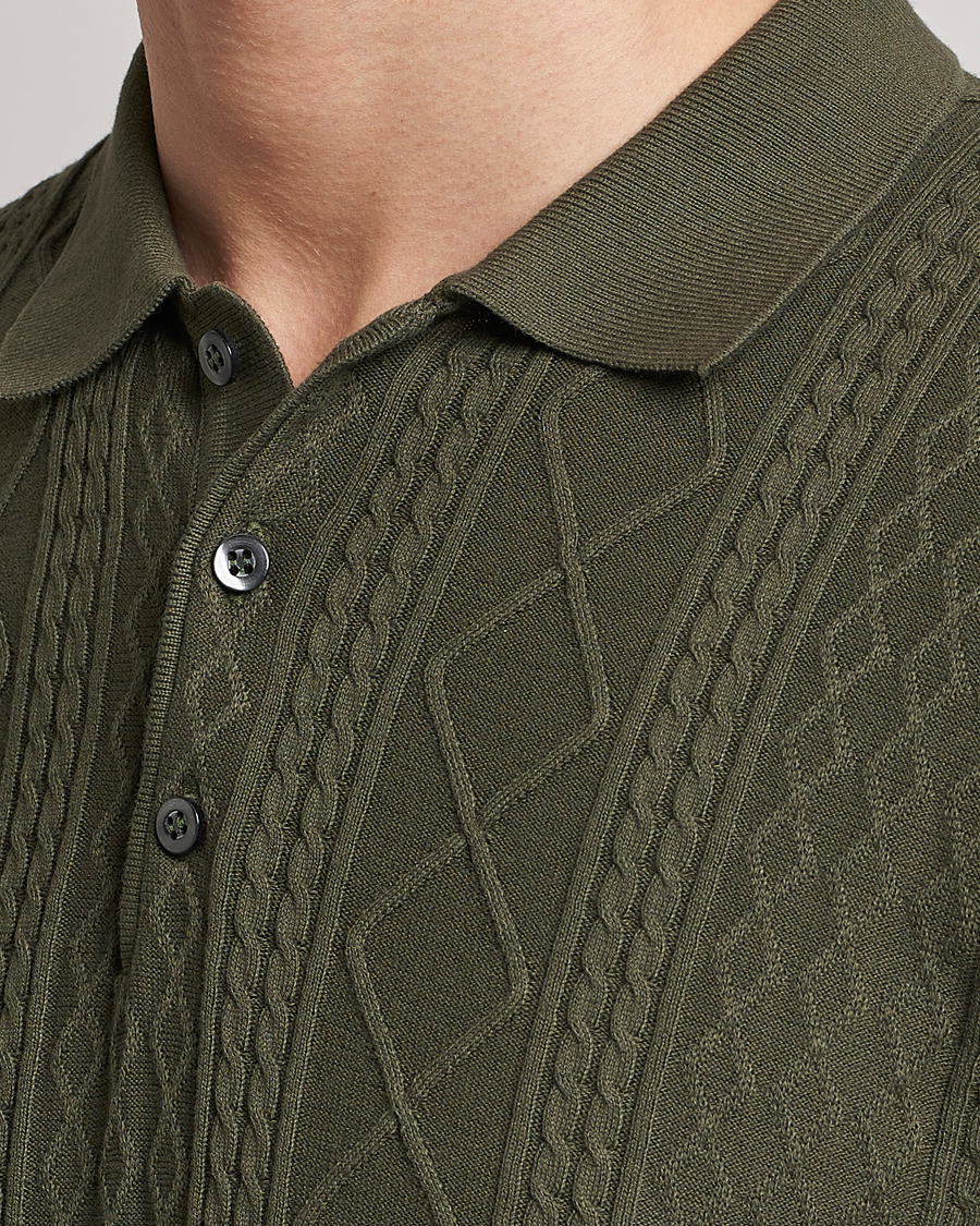 Herre | Polotrøjer | Oscar Jacobson | Bard Short Sleeve Structured Cotton Polo Olive