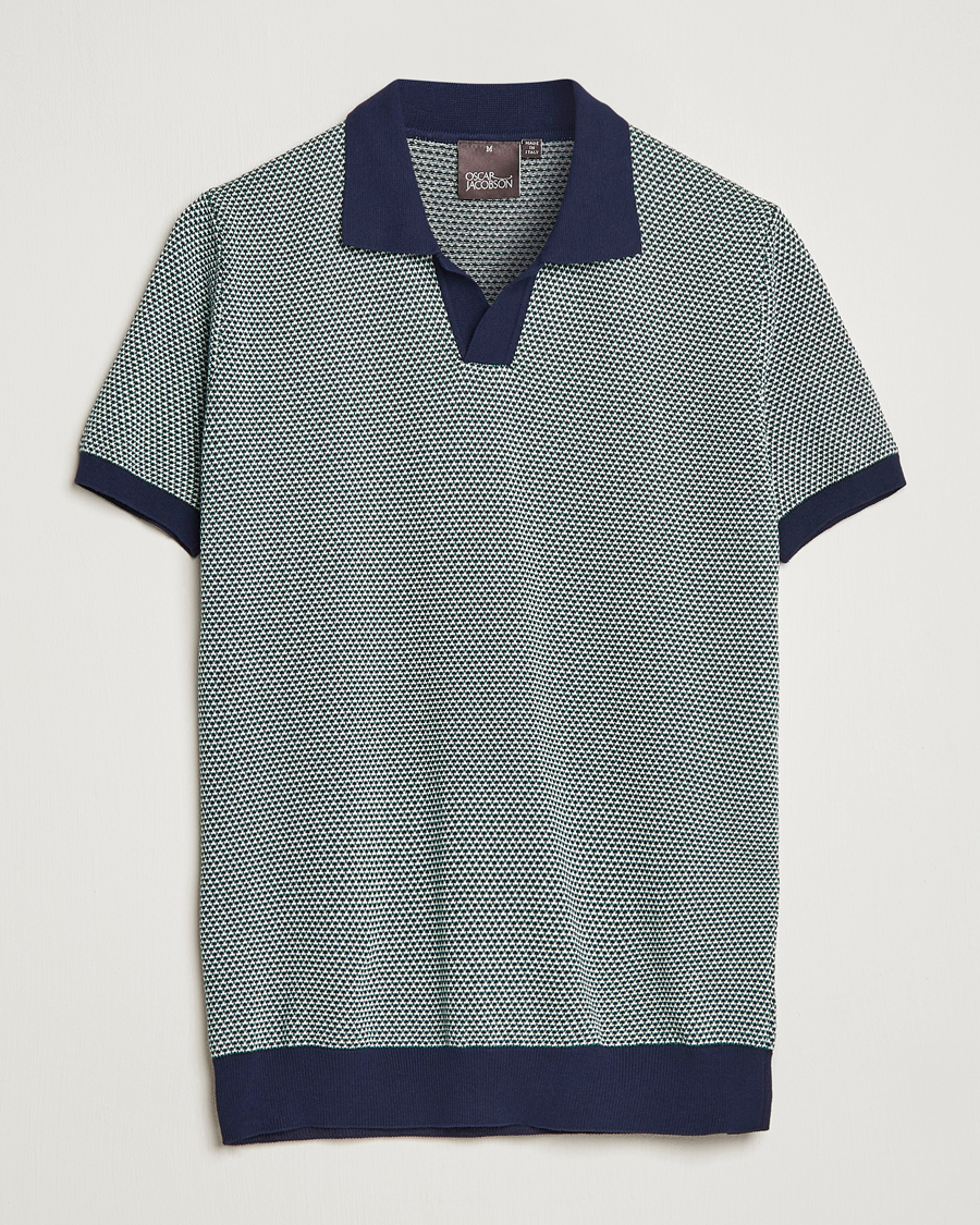 Herre | Polotrøjer | Oscar Jacobson | Dalius Cotton Woven Structure Cotton Polo Green