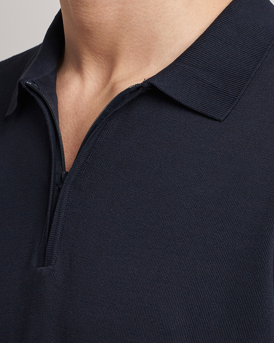 Herre | Polotrøjer | Oscar Jacobson | Otto Short Sleeve Zip Polo Navy