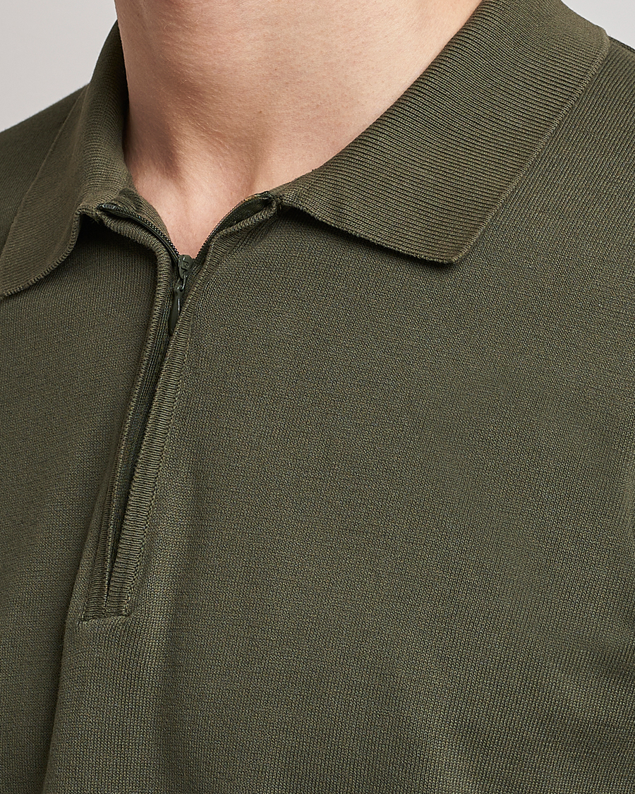 Herre | Polotrøjer | Oscar Jacobson | Otto Short Sleeve Zip Polo Olive