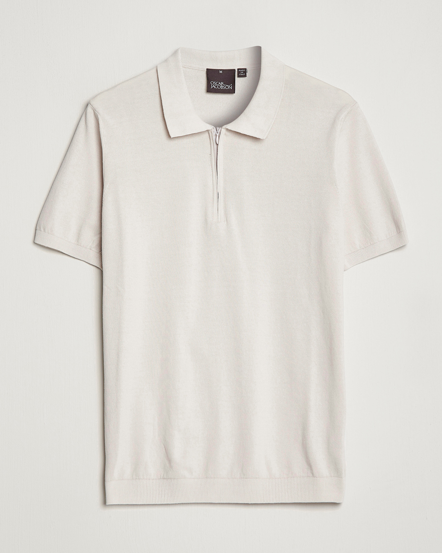 Herre | Polotrøjer | Oscar Jacobson | Otto Short Sleeve Zip Polo Creme