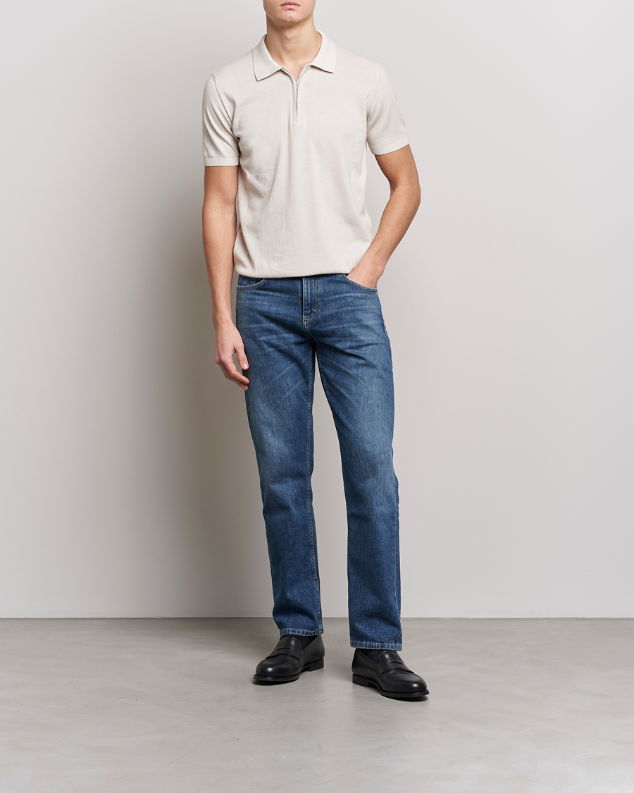 Herre | Polotrøjer | Oscar Jacobson | Otto Short Sleeve Zip Polo Creme