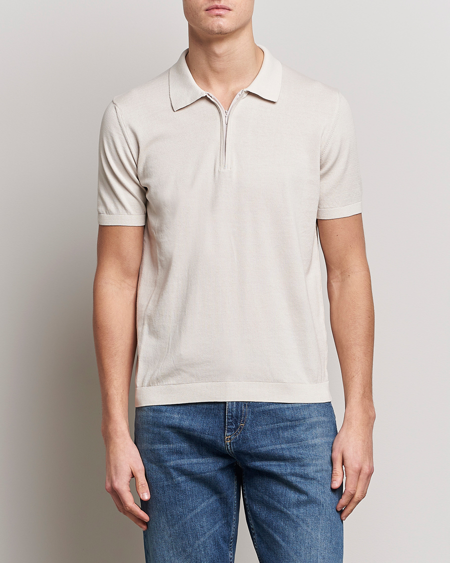 Herre | Polotrøjer | Oscar Jacobson | Otto Short Sleeve Zip Polo Creme