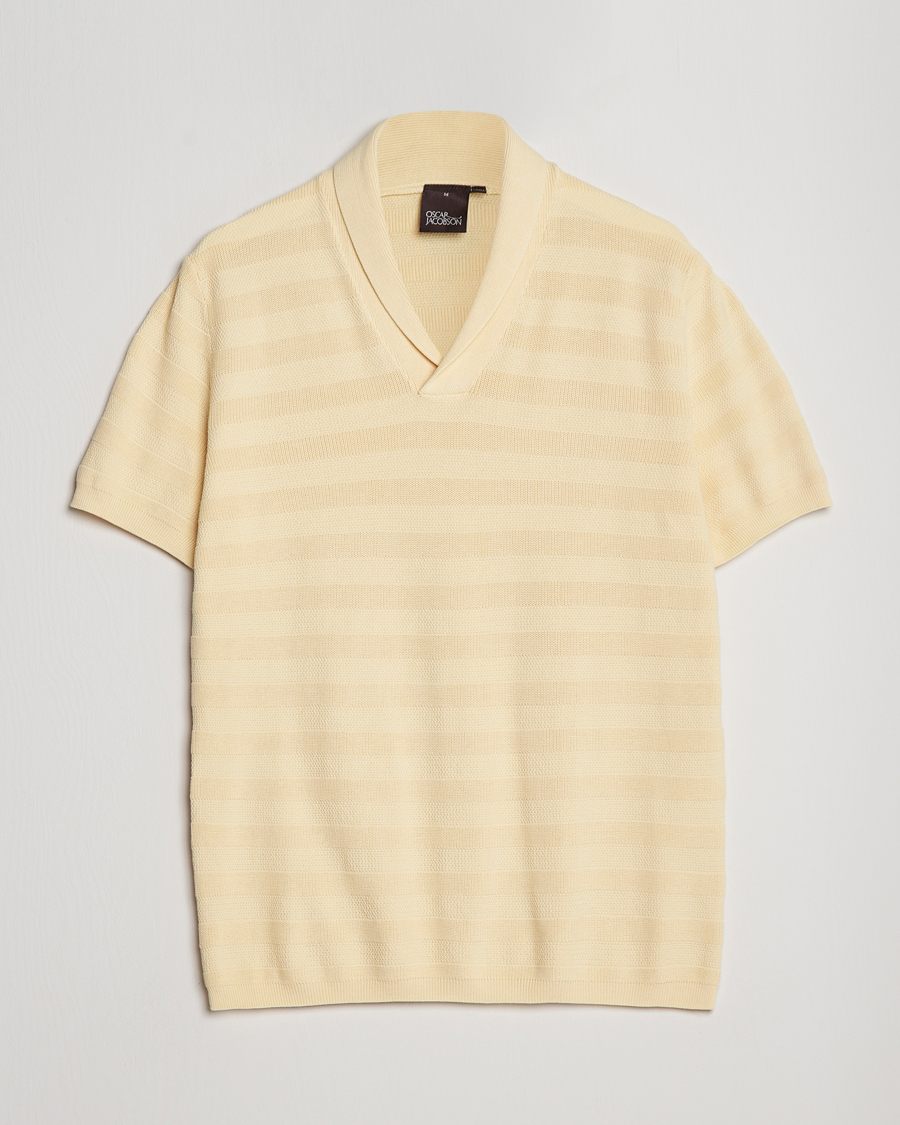 Herre | Polotrøjer | Oscar Jacobson | Rolle Garment Dye Structured Cotton Polo Yellow
