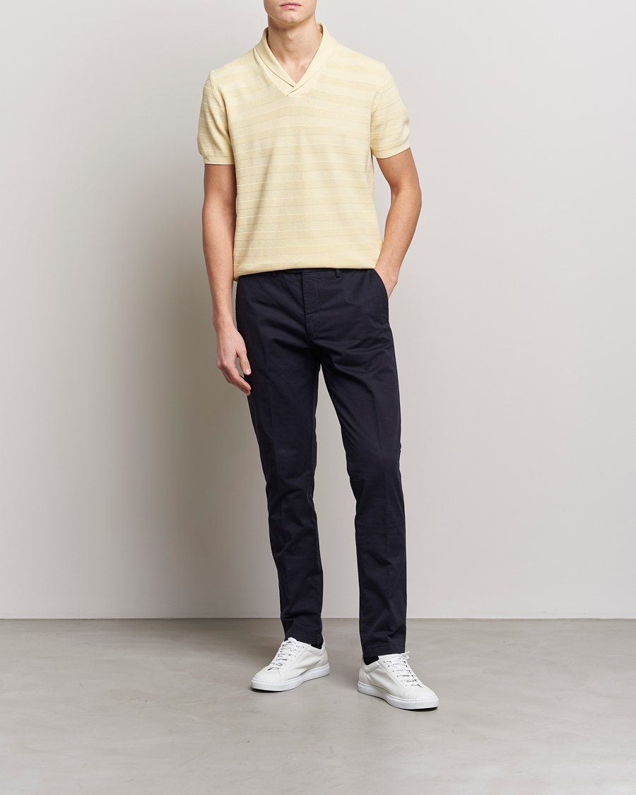 Herre | Polotrøjer | Oscar Jacobson | Rolle Garment Dye Structured Cotton Polo Yellow