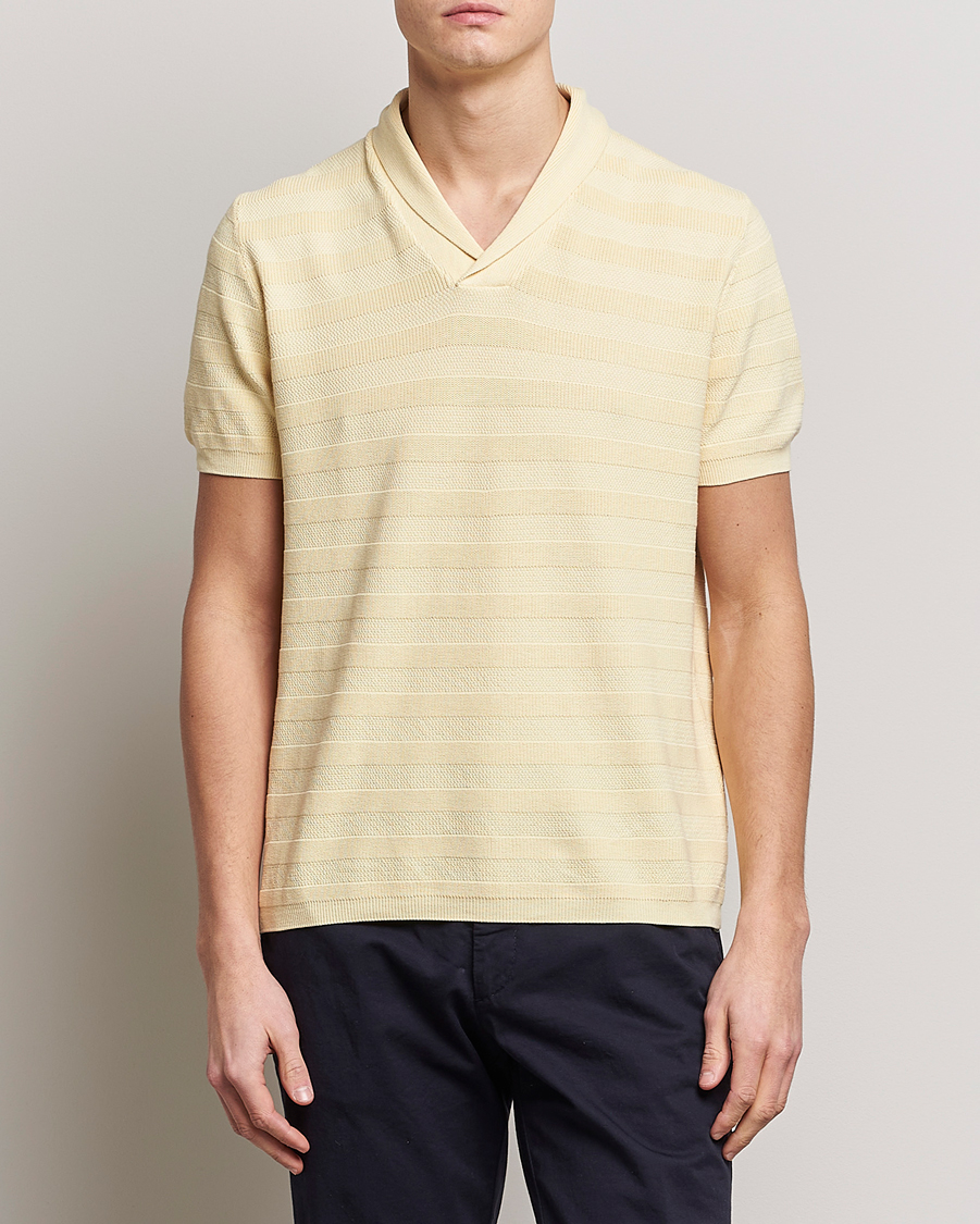 Herre | Polotrøjer | Oscar Jacobson | Rolle Garment Dye Structured Cotton Polo Yellow