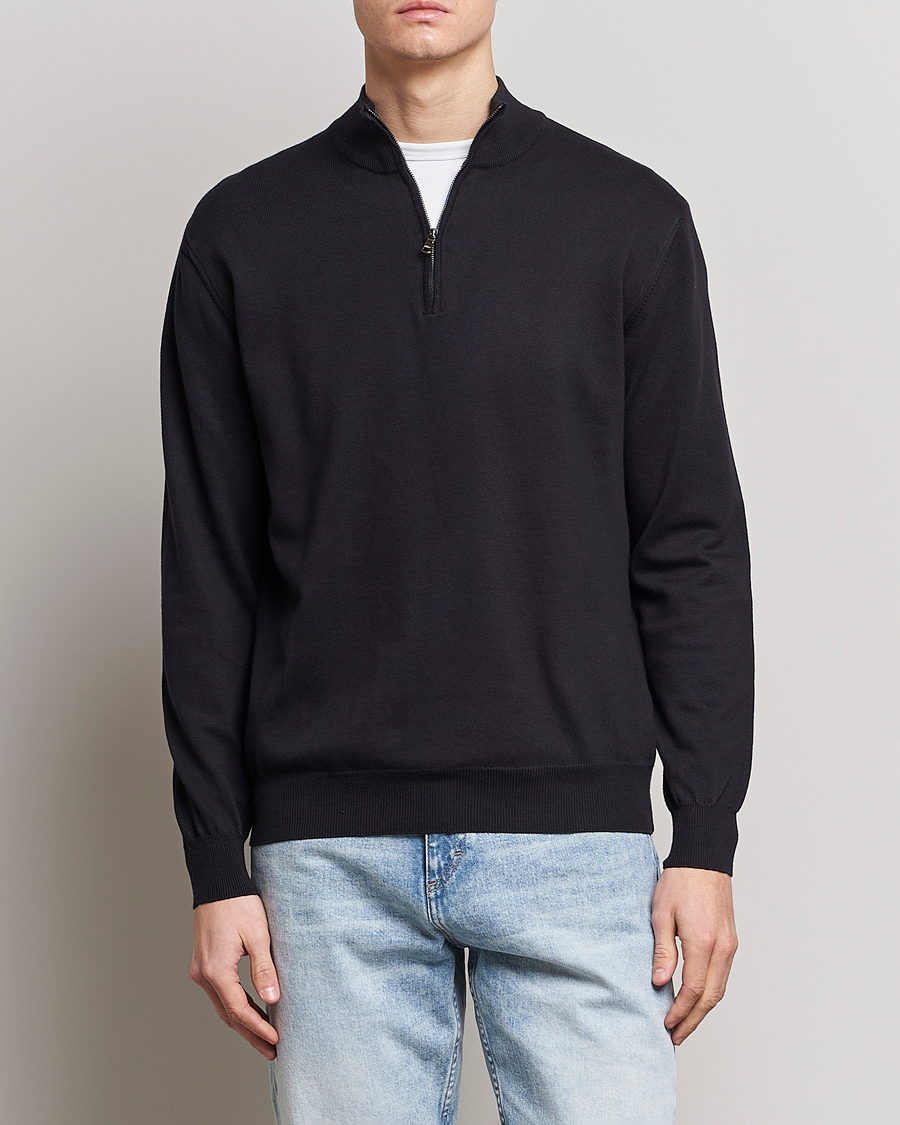 Herre | Trøjer | Oscar Jacobson | Pat Cotton Half Zip Navy