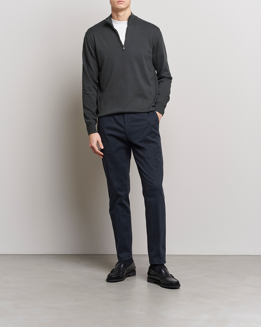 Herre | Trøjer | Oscar Jacobson | Pat Cotton Half Zip Green