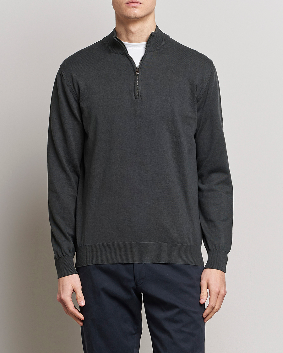 Herre | Trøjer | Oscar Jacobson | Pat Cotton Half Zip Green