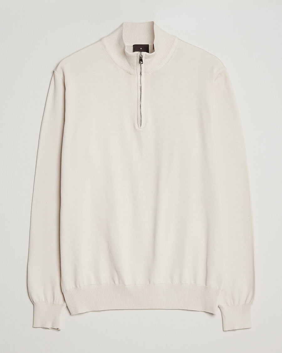 Herre | Trøjer | Oscar Jacobson | Pat Cotton Half Zip Off White
