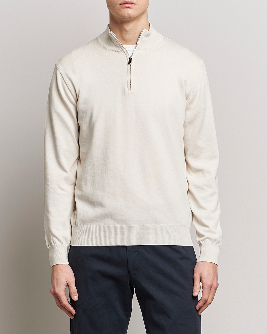 Herre | Trøjer | Oscar Jacobson | Pat Cotton Half Zip Off White