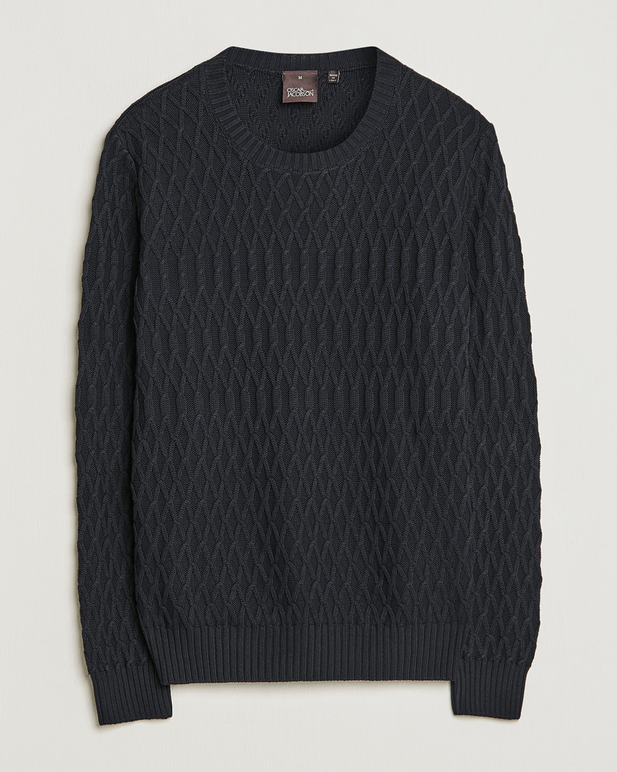 Herre | Trøjer | Oscar Jacobson | Cotton Fisherman Sweatshirt Navy