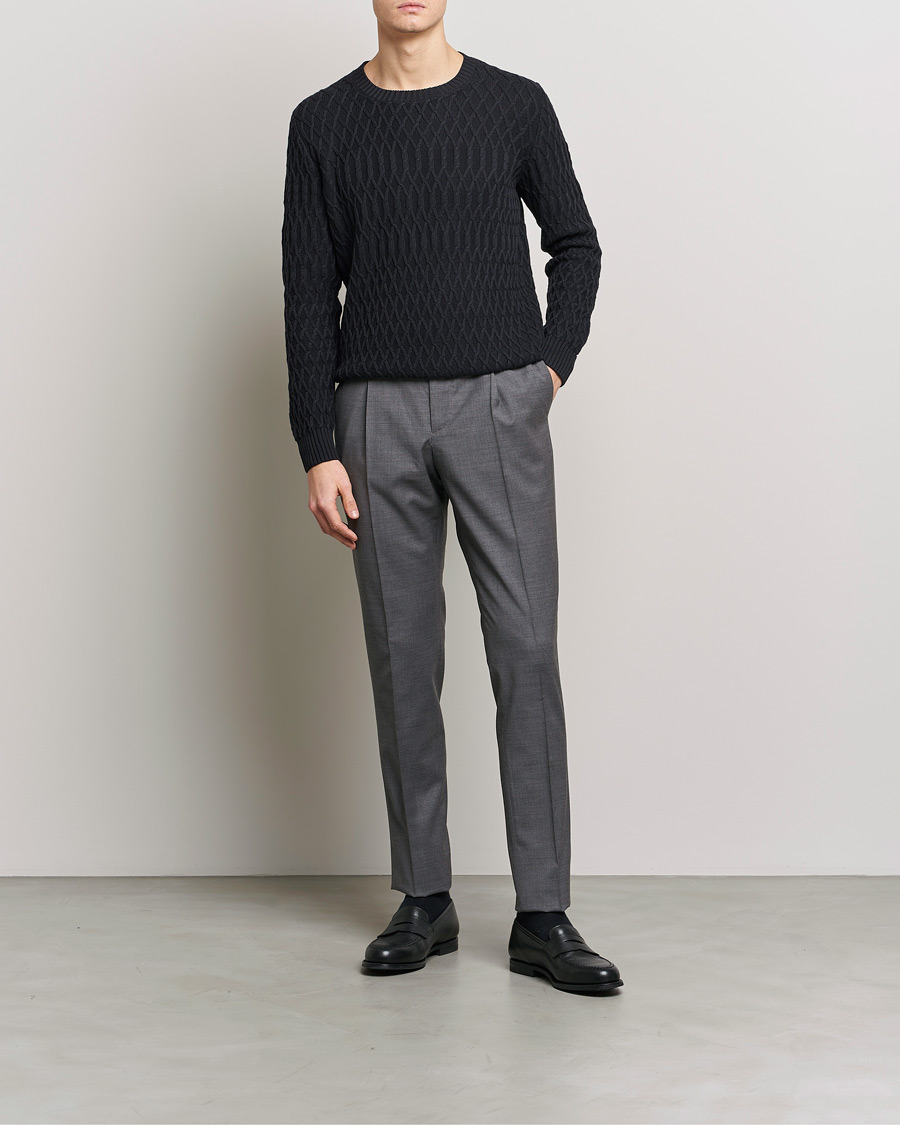Herre | Trøjer | Oscar Jacobson | Cotton Fisherman Sweatshirt Navy