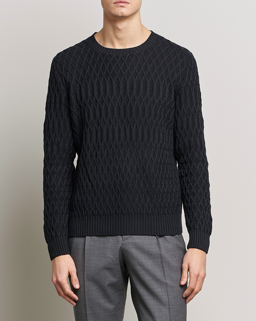 Herre | Trøjer | Oscar Jacobson | Cotton Fisherman Sweatshirt Navy