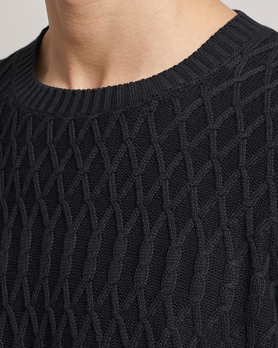 Herre | Trøjer | Oscar Jacobson | Cotton Fisherman Sweatshirt Navy