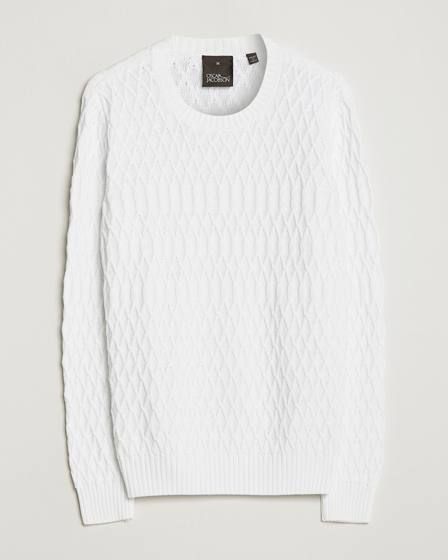 Herre | Trøjer | Oscar Jacobson | Cotton Fisherman Sweatshirt White