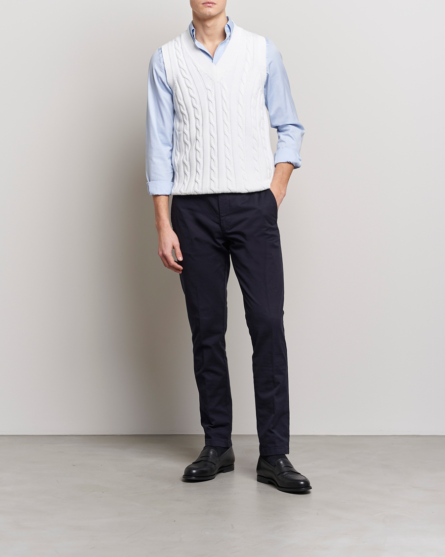 Herre | Trøjer | Oscar Jacobson | Lucas Cable Knitted Vest White