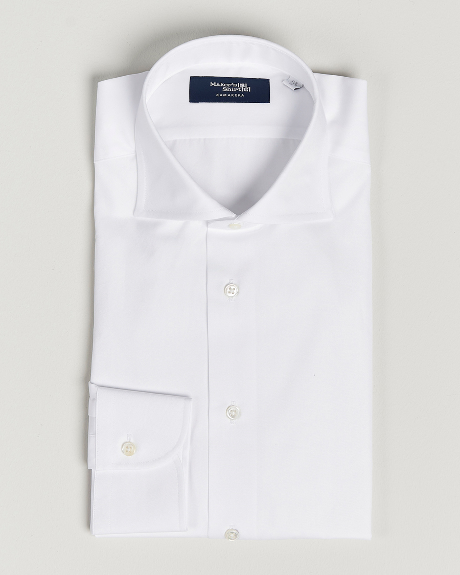 Herre | Skjorter | Kamakura Shirts | Slim Fit Broadcloth Shirt White