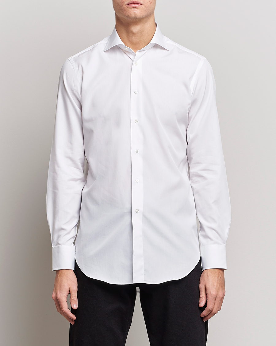 Herre | Businessskjorter | Kamakura Shirts | Slim Fit Broadcloth Shirt White