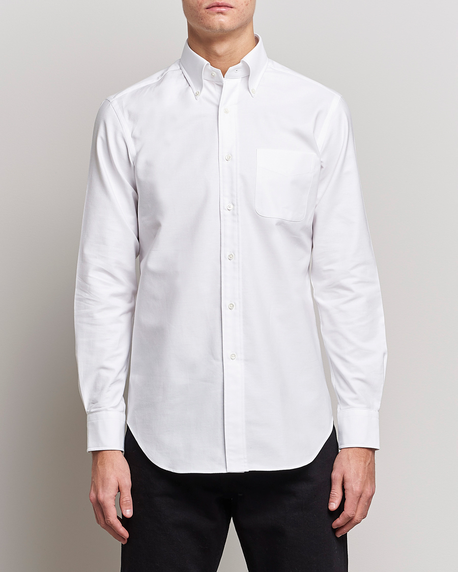 Herre | Casual | Kamakura Shirts | Slim Fit Oxford BD Shirt White