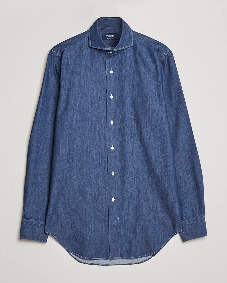 Herre | Skjorter | Kamakura Shirts | Slim Fit Denim Shirt Dark Indigo