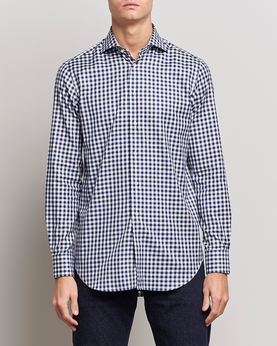 Herre | Afdelinger | Kamakura Shirts | Slim Fit Gingham Shirt Navy