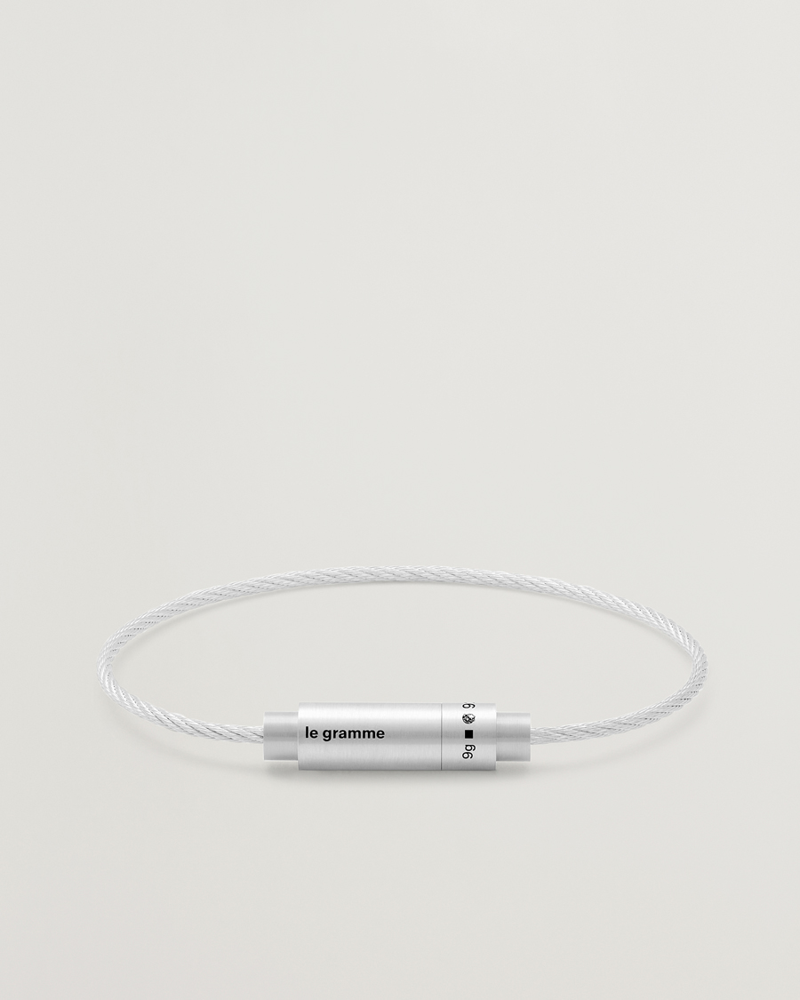 Herre | LE GRAMME Triptych Cable Bracelet Brushed Sterling Silver 9g | LE GRAMME | Triptych Cable Bracelet Brushed Sterling Silver 9g