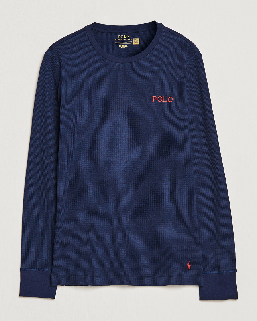Herre | T-Shirts | Polo Ralph Lauren | Waffle Long Sleeve Crew Neck Cruise Navy