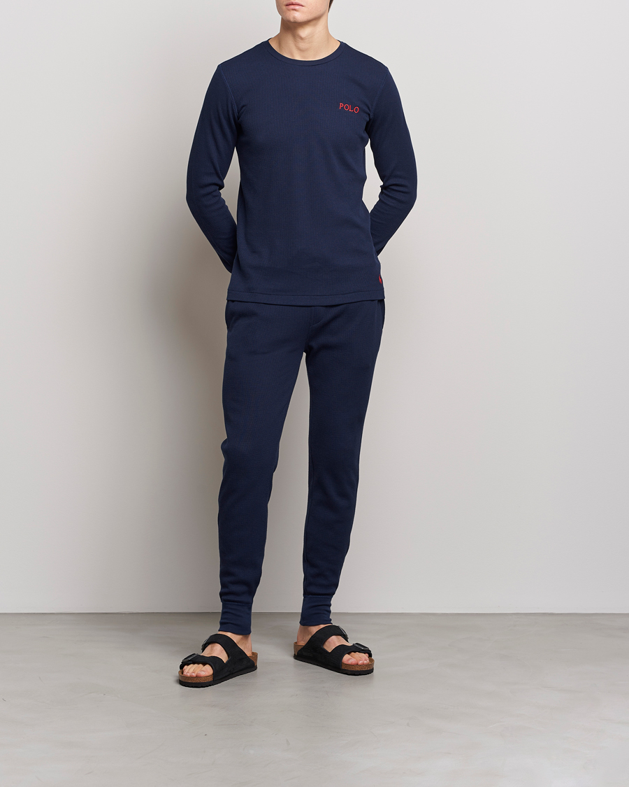 Herre | T-Shirts | Polo Ralph Lauren | Waffle Long Sleeve Crew Neck Cruise Navy