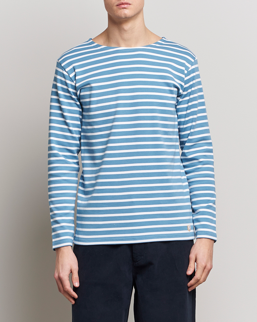 Herre | T-Shirts | Armor-lux | Houat Héritage Stripe Longsleeve T-shirt Blue/Blanc