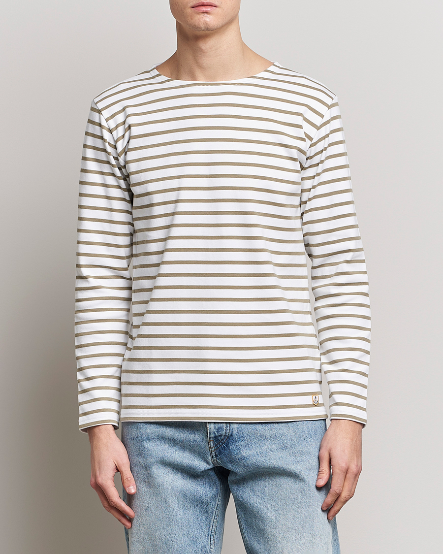 Herre | Langærmede t-shirts | Armor-lux | Houat Héritage Stripe Longsleeve T-shirt Blanc/Argile
