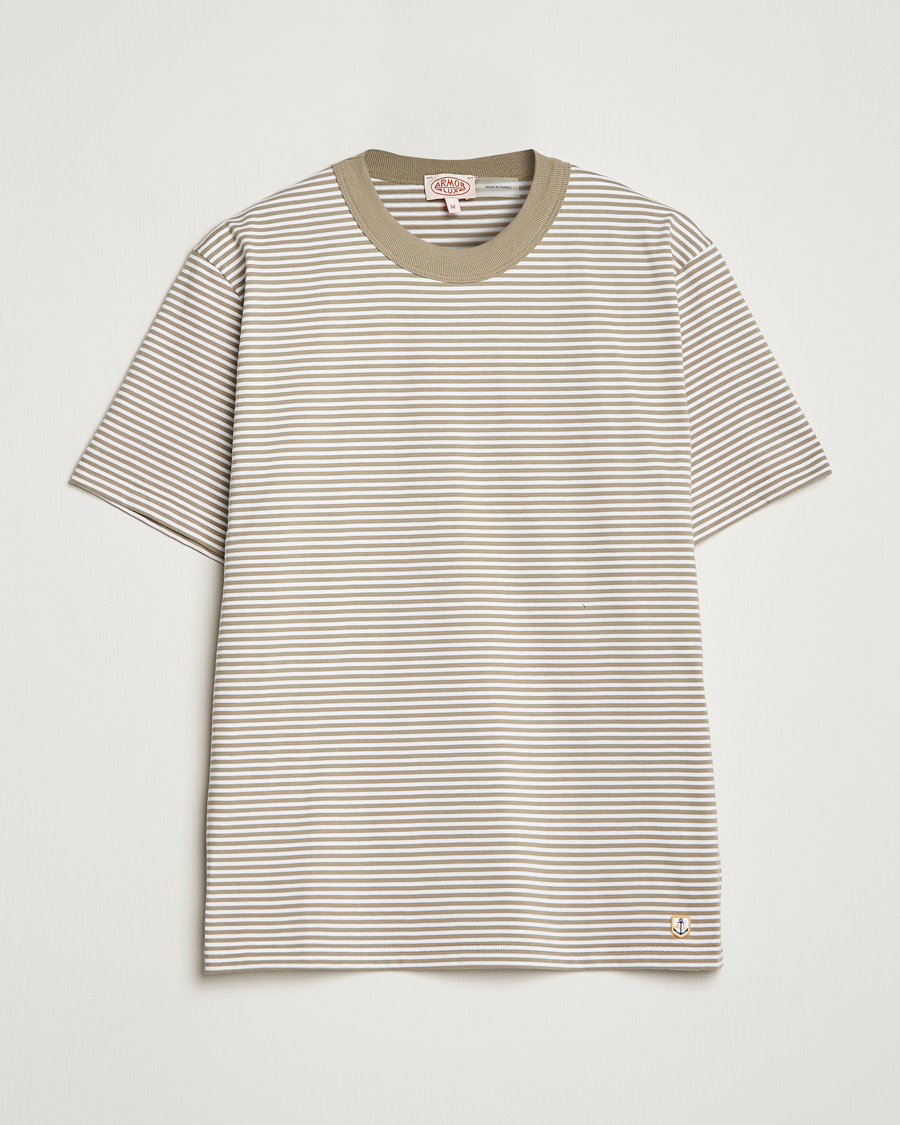 Herre | T-Shirts | Armor-lux | Héritage Stripe T-Shirt Blanc/Argile